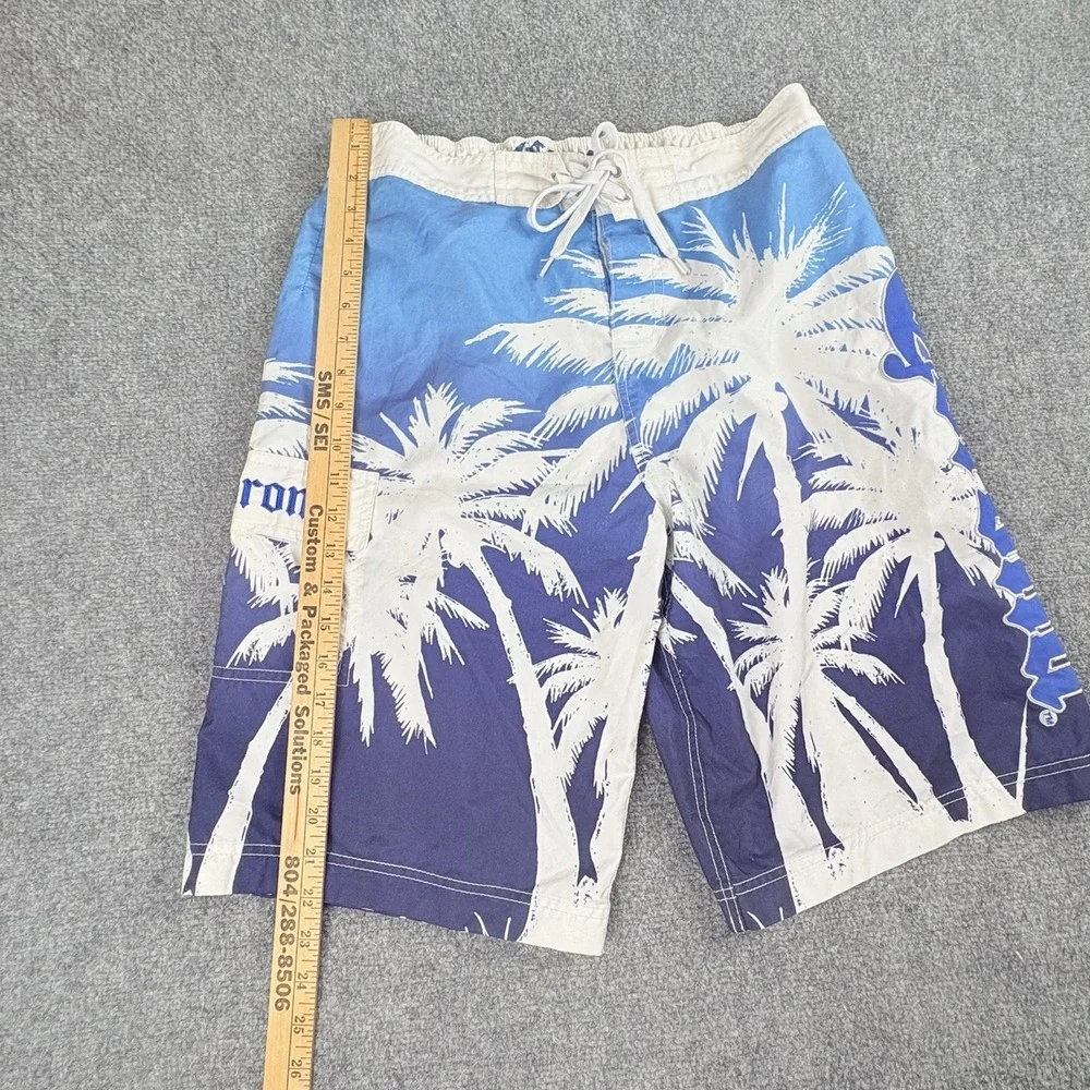 Corona Swim Trunks Mens M Board‎ Shorts Palm Tree Blue Tropical Coastal Beach